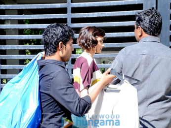 Prachi Desai snapped sporting her look from Rock On!! 2 on the sets of the movie
