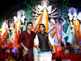 Ranbir Kapoor, Ayan Mukerji and Kajol snapped at the North Sarbojini Durga Pandal