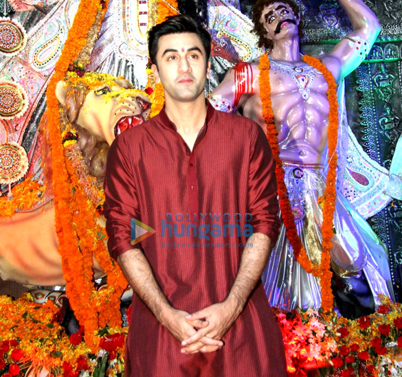 ranbir ayan kajol snapped at the north sarbojini durga pandal 2