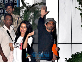 Shraddha Kapoor & Farhan Akhtar arrive from Bangalore after promoting ‘Rock On!! 2’