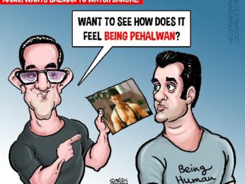 Bollywood Toons: Aamir Khan wants to show Dangal to Salman Khan! Bollywood Toons: Aamir Khan wants to show Dangal to Salman Khan!
