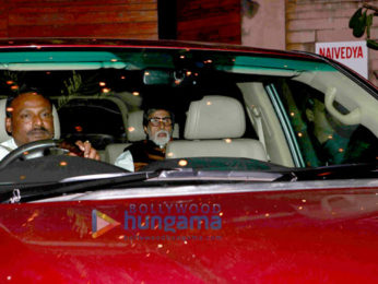 Amitabh Bachchan and Aishwarya Rai Bachchan snapped post the engagement ceremony of a close friend