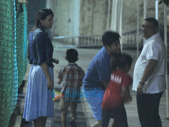 Lara Dutta snapped with kids at Bandra Gymkhana