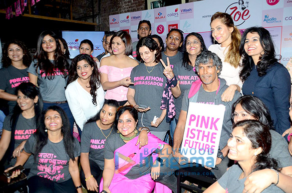 milind anusha at the announcement of fifth edition of pinkathon 2