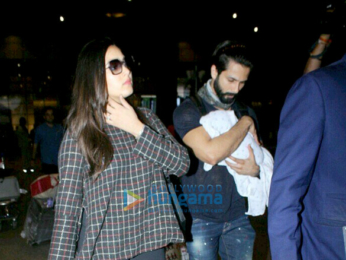 Shahid Kapoor snapped with wife and kid at the Mumbai airport