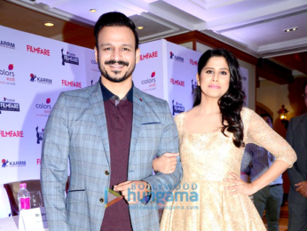 Vivek Oberoi & Sai Tamhankar at the media meet of 'Filmfare Awards Marathi 2016'
