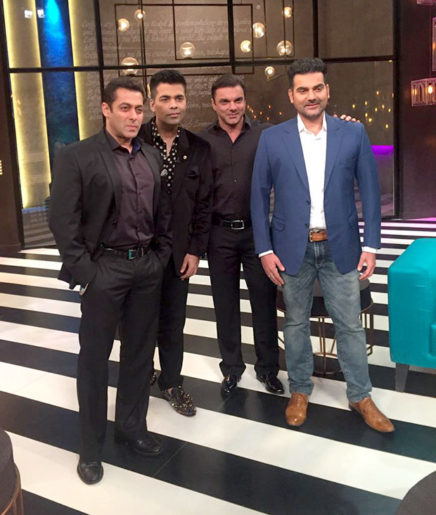 Check out Salman Khan shoots for Koffee with Karan's 100th episode with Arbaaz and Sohail