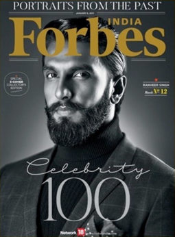 Ranveer Singh On The Cover Of Forbes, Jan 2017