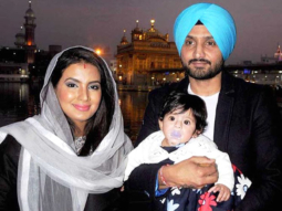 Spotted: Harbhajan Singh with wife Geeta Basra and daughter Hinaya at Amritsar Temple