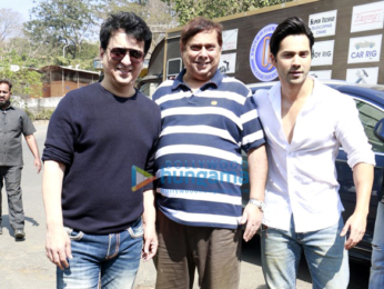 Varun Dhawan, David Dhawan and Sajid Nadiadwala at Judwaa 20th year media meet