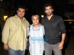 Aditya Roy Kapur snapped with his mom and brother at Prithvi Theatre