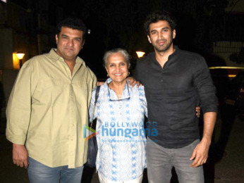Aditya Roy Kapur snapped with his mom and brother at Prithvi Theatre