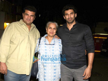 Aditya Roy Kapur snapped with his mom and brother at Prithvi Theatre