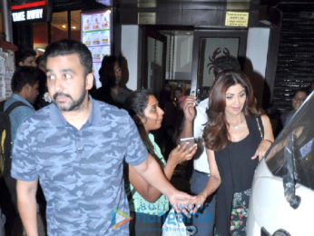 Shilpa Shetty and Raj Kundra snapped post dinner at Bastian