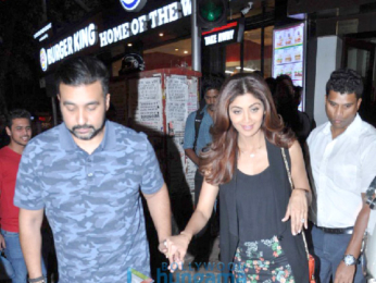 Shilpa Shetty and Raj Kundra snapped post dinner at Bastian