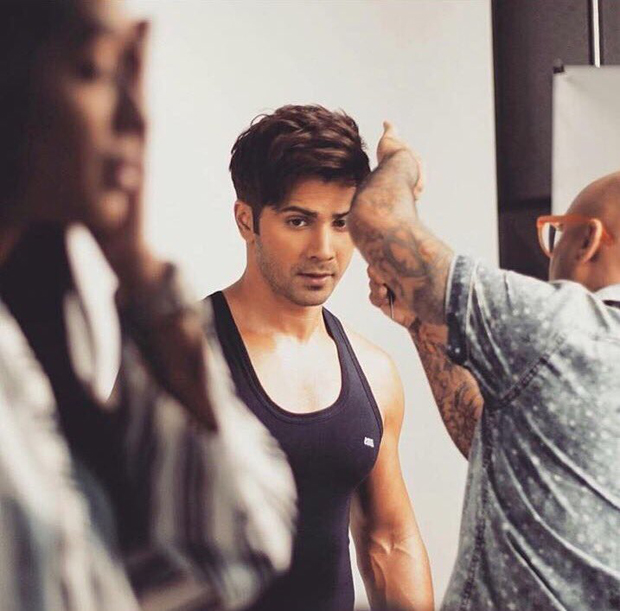 Varun Dhawan shows off his buffy arms during an ad shoot