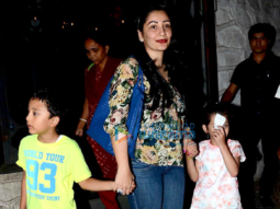 Manyata Dutt snapped with kids post dinner at a restaurant in Bandra