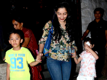 Manyata Dutt snapped with kids post dinner at a restaurant in Bandra