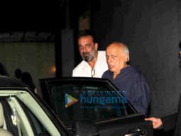 Sanjay Dutt, Mahesh Bhatt & Pooja Bhatt snapped post their meeting at Vishesh Films’ office