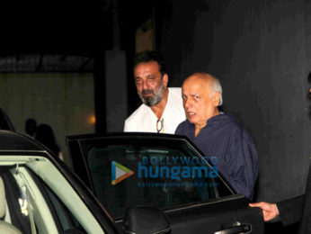 Sanjay Dutt, Mahesh Bhatt & Pooja Bhatt snapped post meeting at Vishesh Films' office