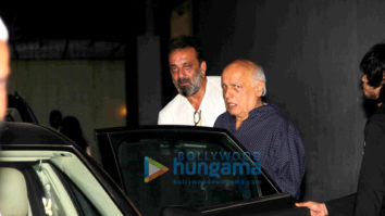 Sanjay Dutt, Mahesh Bhatt & Pooja Bhatt snapped post their meeting at Vishesh Films’ office