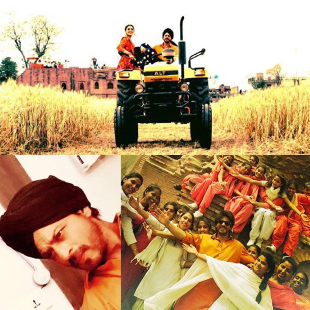 Shah Rukh Khan riding a tractor alongwith Anushka Sharma in Punjab