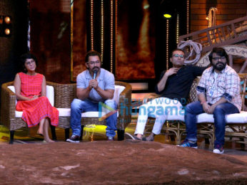 Aamir Khan and the 'Dangal' girls Fatima Sana Sheikh and Sanya Malhotra snapped on the sets of Sa Re Ga Ma