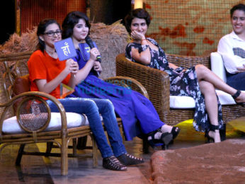 Aamir Khan and the 'Dangal' girls Fatima Sana Sheikh and Sanya Malhotra snapped on the sets of Sa Re Ga Ma