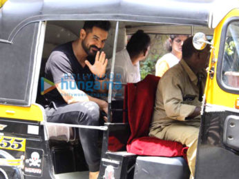John Abraham snapped taking a rickshaw ride after a salon session at Mad O Wot