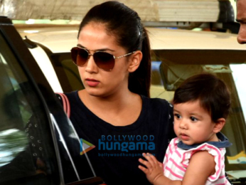 Mira Rajput snapped with daughter Misha at the domestic airport