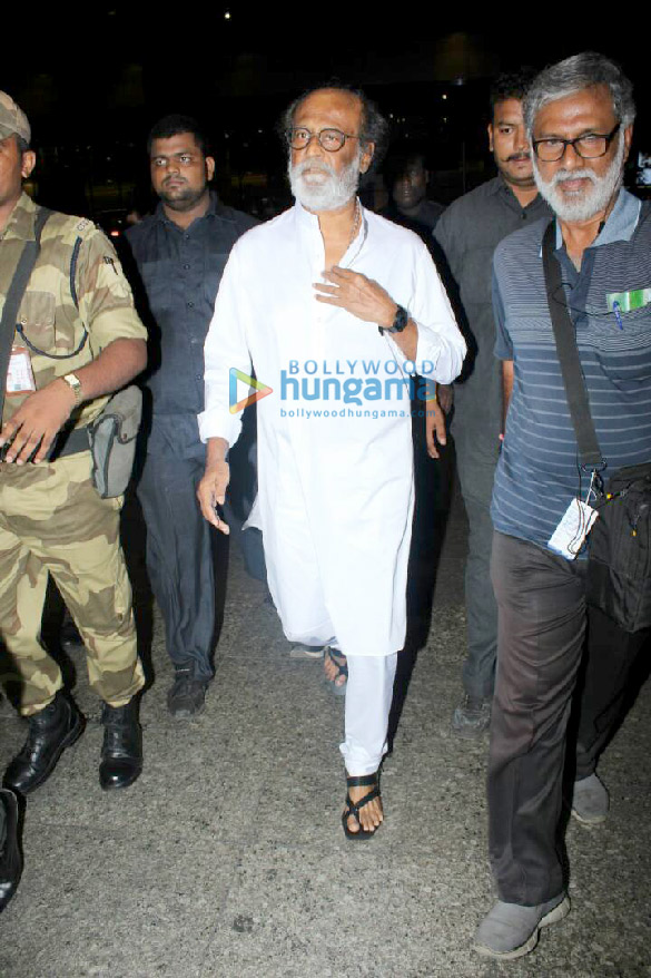 Rajinikant snapped arriving in Mumbai amidst heavy security Rajinikant snapped arriving in Mumbai amidst heavy security
