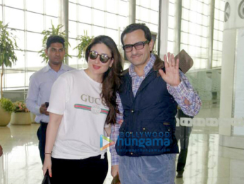 Saif Ali Khan and Kareena Kapoor Khan depart for London