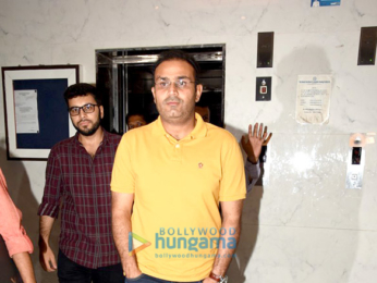 Sunny Leone and Virender Sehwag snapped post meeting in Bandra