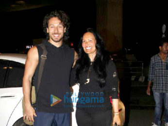 Tiger Shroff and his mother Ayesha Shroff snapped at the airport