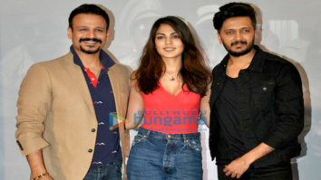 Vivek Oberoi, Ritiesh Deshmukh and Rhea Chakraborty snapped promoting the film ‘Bank Chor’