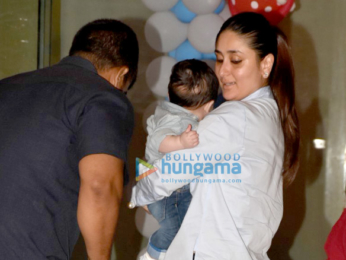 Kareena Kapoor Khan and Taimur Ali Khan snapped at Tusshar Kapoor's son Laksshya's birthday bash
