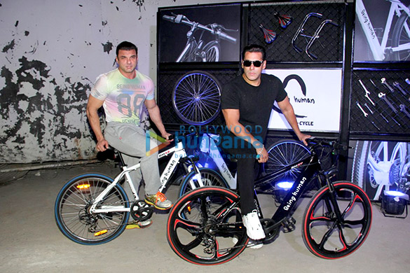 Salman Khan and Sohail Khan launch the Being Human e-cycle in Mumbai