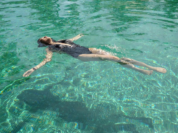 Sushmita Sen enjoys her summer days swimming in a pool