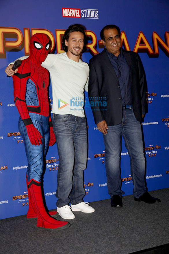 The hunky Tiger Shroff at the film promotions of Spiderman -The Homecoming