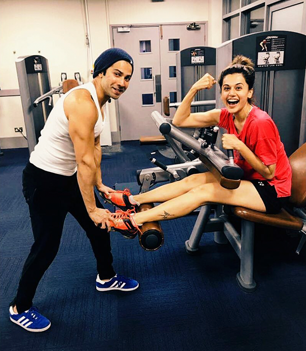 Workout Buddies: Judwaa 2 stars Varun Dhawan and Taapsee Pannu have a unique way of working out 