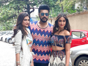 Arjun Kapoor, Ileana and Athiya Shetty snapped promoting their film Mubarakan