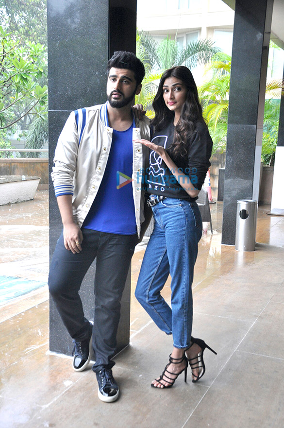 arjun kapoor and athiya shetty snapped promoting the film mubarakan 1