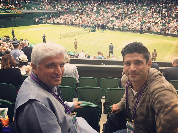 Check out Farhan Akhtar and Javed Akhtar watch the Wimbledon finals together in London (2)