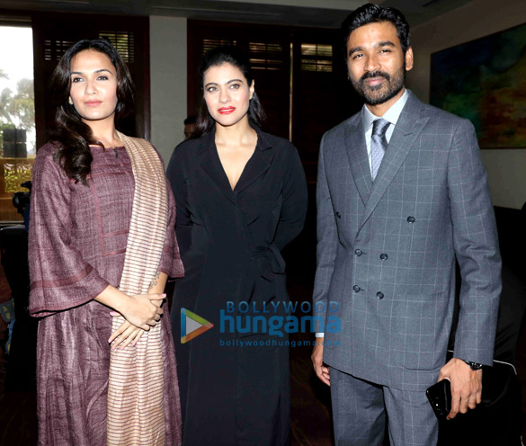Dhanush, Kajol, Soundarya Rajnikanth promote ‘VIP-2 Lalkar’ in Mumbai Dhanush, Kajol, Soundarya Rajnikanth promote ‘VIP-2 Lalkar’ in Mumbai
