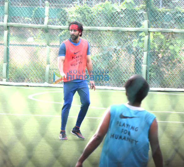 Ranbir Kapoor and Armaan Jain snapped during a football match Ranbir Kapoor and Armaan Jain snapped during a football match