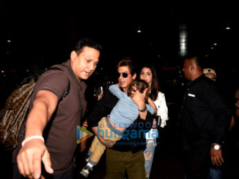 Shah Rukh Khan and Anushka Sharma arrive back from Dubai JHMS promotions