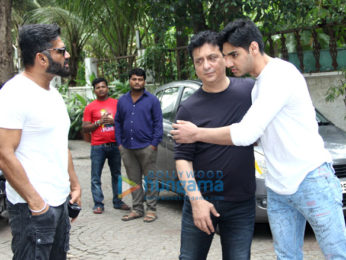Suniel Shetty spotted with his son Ahan at Sajid Nadiadwala's residence