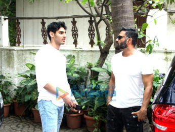 Suniel Shetty spotted with his son Ahan at Sajid Nadiadwala's residence