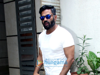 Suniel Shetty spotted with his son Ahan at Sajid Nadiadwala's residence