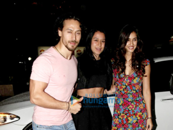Tiger Shroff, Disha Patani and Nidhhi Agerwal at the launch of Mane Maniac Salon